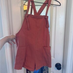 Coral orange Overalls with Pockets